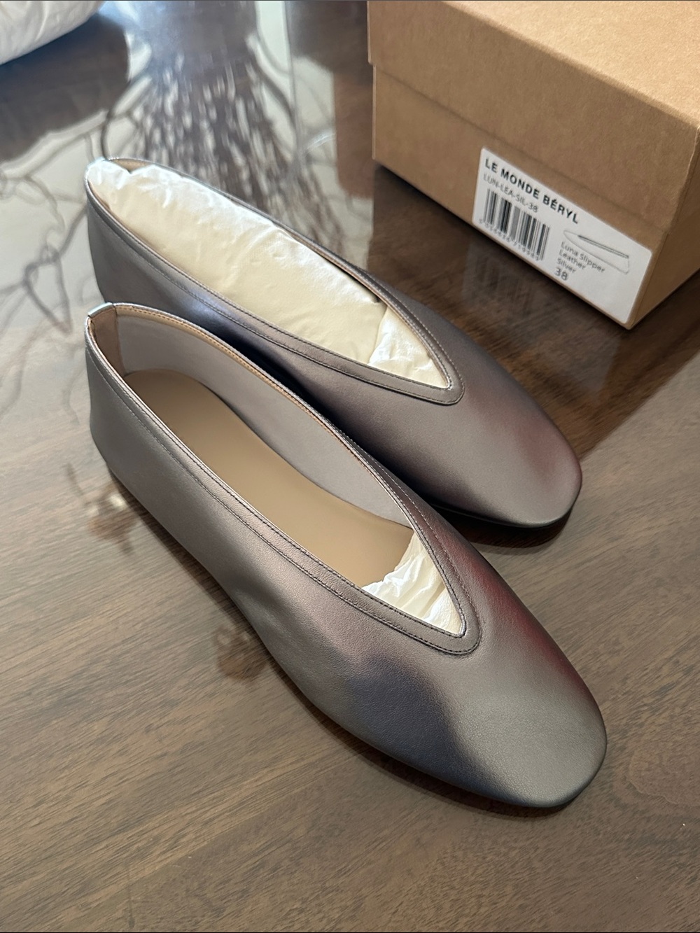 NWT Le Monde Beryl Luna Leather Slipper Slipper Sz 38/8 - Picture 7 of 9